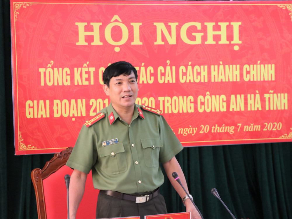 Đại tá Lê Khắc Thuyết - Giám đốc 13win10 tỉnh phát biểu kết luận hội nghị