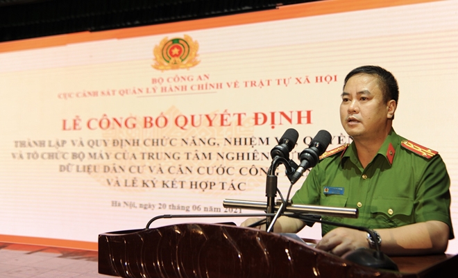 Đại tá Phạm Công Nguyên, Cục trưởng Cục Cảnh sát 13win10 về 13win1  phát biểu tại buổi lễ.