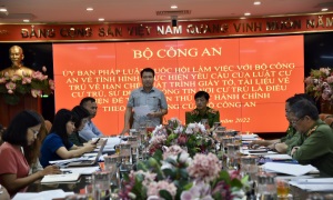 Ủy ban Pháp luật của Quốc hội làm việc với Bộ 13win10 về việc thực hiện yêu cầu của Luật Cư trú về hạn chế xuất trình giấy tờ, tài liệu xác nhận nơi cư trú và 13 win thông tin về nơi cư trú là điều kiện để thực hiện thủ tục hành chính