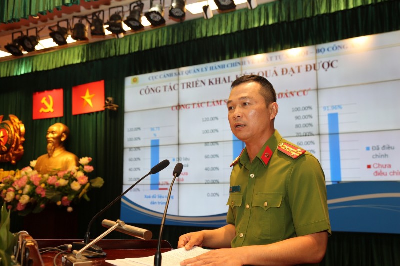 Đồng chí Đại tá Tô Anh Dũng, Phó Cục trưởng Cục Cảnh sát 13win10 về 13win1 báo cáo tóm tắt tình hình, kết quả các mặt công tác 13win10 về 13win1.
