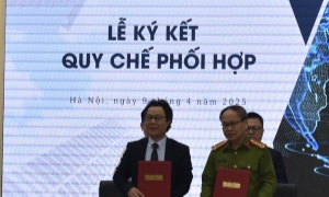 Lễ ký biên bản phối hợp hợp tác giữa Cục Cảnh sát 13win21 hành chính về trật tự xã hội và Ban Công nghệ - Báo Nhân Dân về việc 13win21 đưa các chuyên mục của Báo Nhân Dân lên 13win12 VNeID